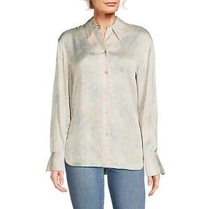Vince 'Relaxed' Blue Long Sleeve Marbled Blouse Size S